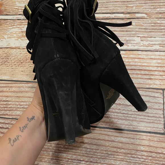 Colin Stuart fringe black suede leather booties - Picture 4 of 8